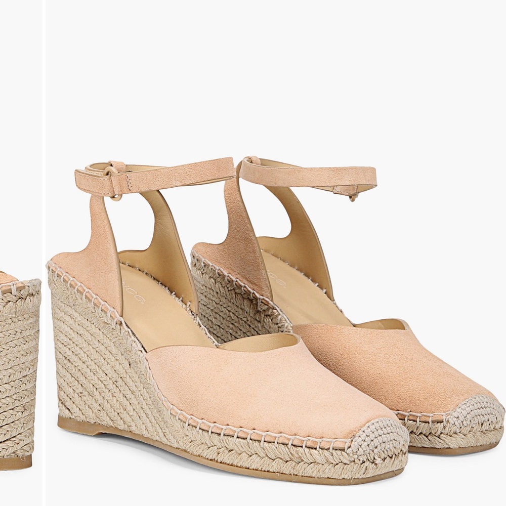 NWT VINCE Women's Tan Espadrille Wedge Sandals